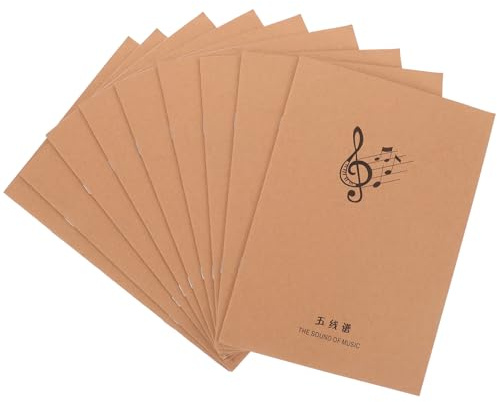 HIAKDOFT Cuadernos de Partituras en Blanco Tamaño 16, 10 Piezas Papel Kraft, Libro Portátil para Práctica Musical, Composición de Guitarra y Piano, Cuaderno Pautado Multipropósito
