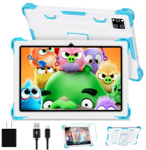 Semeakoko Kids Tablet, 10 Inch Android 14 Tablets, 10G RAM+64GB ROM, Octa-Core, WiFi2.4G, BT 5.0, Toddler Tablet, Kid-Proof Case, IWawa Children's System, Google Play Store, Gift for Kids（Blue）