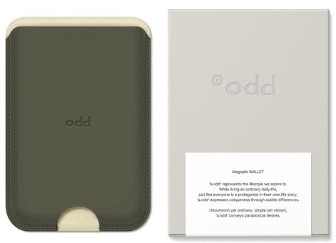 a.odd MagSafe Card Wallet, Vegan Leather Magnetic Card Holder Compatible with MagSafe Devices, NFC Supported, Holds up to 3 Cards, Colour Combinations, iPhone 17/16/15/14/13/12 (Sand Olive)