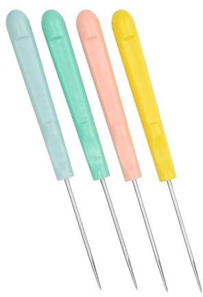 OUNONA Set 4 Attrezzi Pasta di Zucchero in ABS e Acciaio Ago per Mescolare e Decorazione Glasse Biscotti, Design Antiscivolo per Cake Making e DIY Decorating