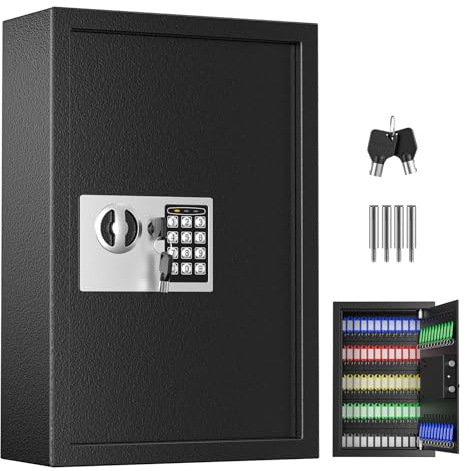 Fushabana Schlüsselschrank mit Zahlencode 73 Positionen | 45x30x10cm Schlüsselkasten Schlüsseltresor mit Zurücksetzbar Kombination & Schlüsselschloss, Wandmontage, für Schulen, Büro