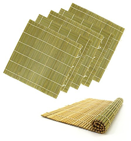 BambooMN Sushi-Rollmatten aus Bambus, 26,9 x 26,9 cm, Grün, 6 Stück