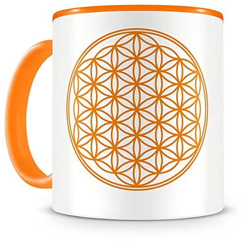Samunshi® Blume des Lebens Tasse Kaffeetasse Teetasse 300ml orange