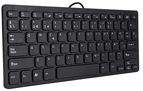 Mini Clavier Espagnol Portable Filaire 78 Touches Compact avec Protection Anti-éclaboussures pour Bureau Professionnel et Jeux Vidéo, Idéal pour les Professionnels et Gamers avec Disposition Simple