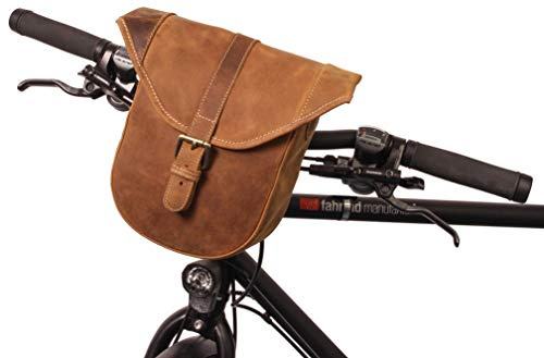 Gusti Leder Félicia B. Fahrradtasche – Lenkertasche & Handtasche aus Leder, 2-in-1 Schultertasche Vintage Braun