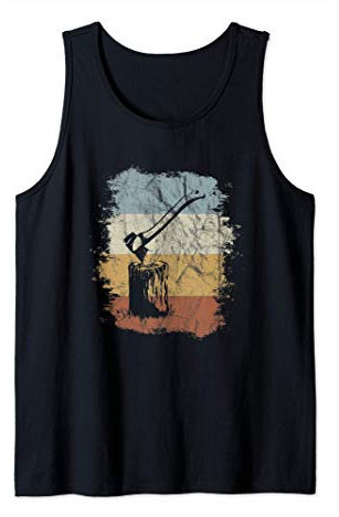 Ascia e blocco di taglio Retrò abbattimento legno Canotta