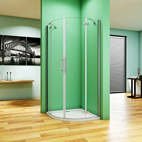 Aica Sanitär 90x90cm Duschkabine Viertelkreis 6mm Glas Runddusche Dusche Duschabtrennung H195cm B