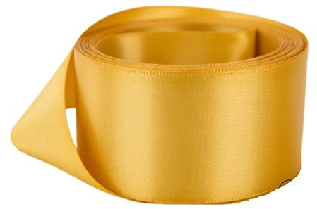 Doppelseitiges Satinband, Größe 38 mm x 10 m (Gold), perfekt für Geschenke, Nähen, Partys, Dekorationen, Veranstaltungen, Kleider, Hochzeit, Weihnachten, Basteln, Schleifen, Auto, DIY, Blumensträuße