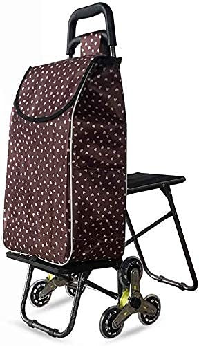 MTYLX Carrello Portaoggetti Multifunzionale, Carrello a Ruote Leggero Di Capacità con Borsa a 6 Ruote, Carrello Elevatore per Scale Rampicanti, Strisce Blu,Colore Del Caffè