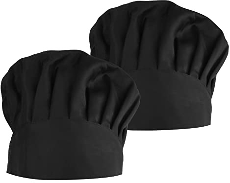 2pcs Chapeaux de Chef pour Femme Homme, Réglable Chapeau de Cuisine avec Élastique, Respirant Casquette Cuisinier de Boulanger Champignon Toque de Chef pour Adulte Patissier Maison Restaurant
