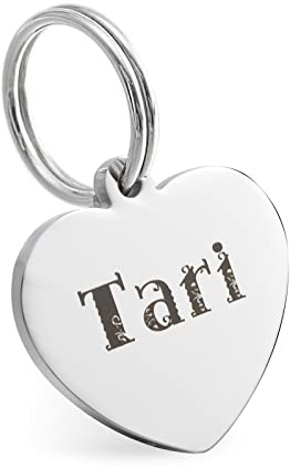 Hundemarke mit Gravur Edelstahl ID Tag Herz Erkennungsmarke Adressanhänger (M, Silber)