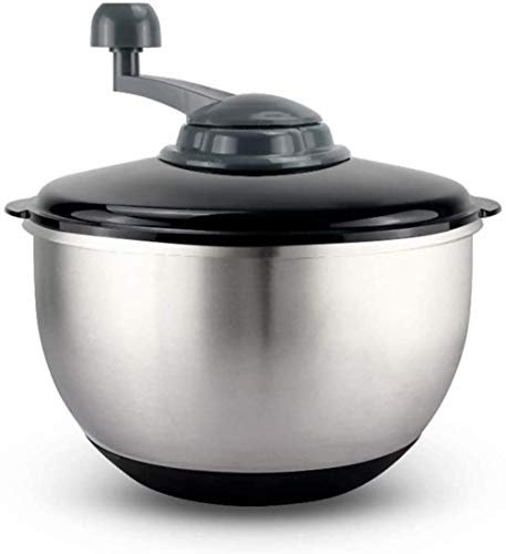 Essoreuse à salade en acier inoxydable Excellente salade séchée dans une grande capacité prête à servir Design innovant avec grille à eau Efficace et facile à sécher avec le Pull System, Argent,-A