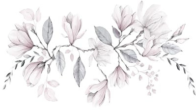 murando Fototapete selbstklebend Blumen Magnolie 343x256cm Foto Tapete Tapetenfolie Möbelfolie Wandverkleidung Wandtapete Motivtapeten Bildtapete Schlafzimmer 3d Effekt Abstrakt Natur Ast grau weiß