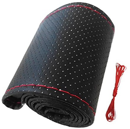 Cubrevolante Universal Costura Manual 38 cm Piel Microfibra Resistente para Automóvil Accesorio Volante Cómodo Transpirable Ligero Compatible con la Mayoria de Coches