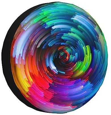 Bunte Regenbogen-Spiralen-Druck-Reserveradabdeckungen, Radabdeckung, wasserdicht, staubdicht, Reifenschutz, passend für Anhänger, SUV, LKW, 40,6 cm