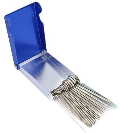 21 teiliger Düsenreiniger , 75 x 130 mm , langlebig , tragbar , Edelstahl , Gasschweißspitze , Düsenreiniger Feilen Set mit Aufbewahrungsbox , Lötzubehör