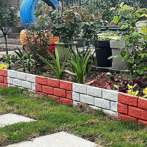 4pcs PP Kunststoff Mini Vintage Garten Zaun Deco, Hof dekorative Zäune weiß，2 rot, 2 grau