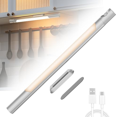 Lixada Unterbauleuchte Led, 72 Leds 41cm Nachtlicht mit Bewegungsmelder, Schrankbeleuchtung Schrankleuchte 3 Farben Dimmbar, Schranklicht mit Batterie 4000mah Led Licht für Kleiderschrank, Treppe