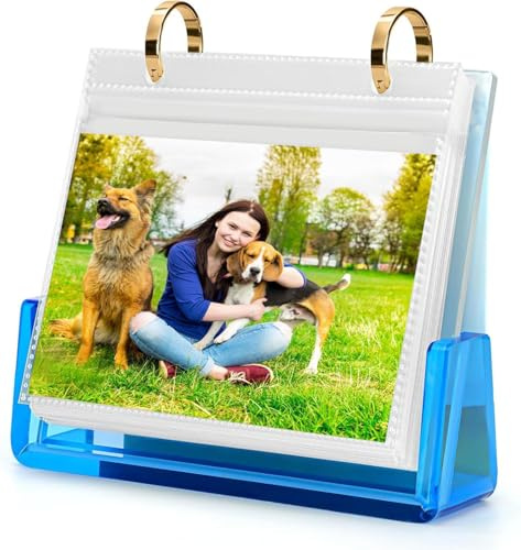 ZEEYUAN Schreibtisch 10x15 Fotoalbum Einsteckalbum aus Acryl Fotorahmen zum Aufstellen für 60 Bilder Geschenke für Mama Frauen