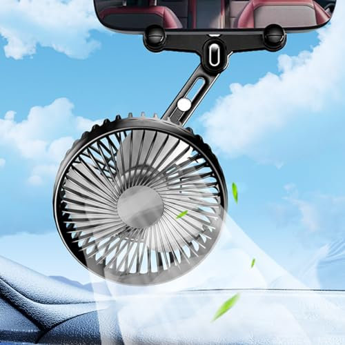 Starnearby Auto Ventilator 12V, Auto Lüfter Kühlung Universal mit 3 Geschwindigkeiten 180° Einstellbar, Elektrischer Leise Lüfter, Mini Ventilator für Autos, Wohnmobil, LKWs, SUVs, Boote (Schwarz)