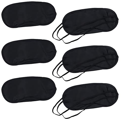 6-pack ögonmask för sömn, ögonbindel, ögonskydd för sömn, skuggskydd, sovande ögonbindel för män och kvinnor, lämplig för lunchpaus/resor/på flyget/hotellet/campingsanvändning (svart)