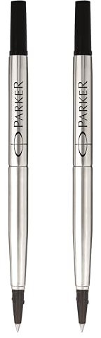 Parker Quink Tintenroller-Ersatzminen – 0,5 mm feine Spitze – schwarze Tinte – 2 Stück