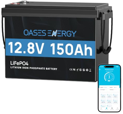Oasesenergy LiFePO4 12V 150Ah Lithium Batterie mit Bluetooth 150A BMS und 4000~15000 Zyklen, 10 Jahre Lebensdauer, 12V LiFePO4 Akku 1920Wh für Wohnmobil, Solarpanel Kit, Backup-Strom, Camping, Boote