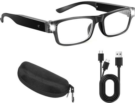 Colaren 180% Magnifying Glasses for Reading, USB Rechargeable Magnifying Glasses with Light for Hobbies, LED, with Glasses Case