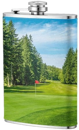 Flasque portable en acier inoxydable avec petit drapeau pour terrain de golf, poche plate pour liqueur, vin