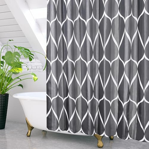 GRICOL Duschvorhang Wasserdicht Badvorhang aus Polyester Stoff Waschbar Bad Vorhang mit 12 Ringe für Dusche und Badewanne 180 x 180 cm Schwarz