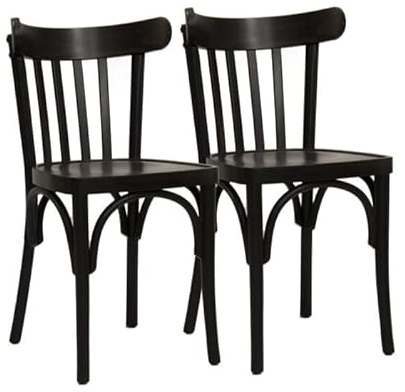 METRO Professional Silla de Comedor Bistro, Conjunto de 2 Sillas de Restaurante, Madera de Haya, Capacidad de Carga de 110 kg, Marrón Wengé