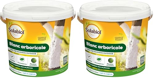 SOLABIOL Protection des Arbres Blanc Arboricole - seau 1L - Barrière physique contre les parasites, des champignons, mousses - 2 à 3 arbres SOBLANC1 (Lot de 2)