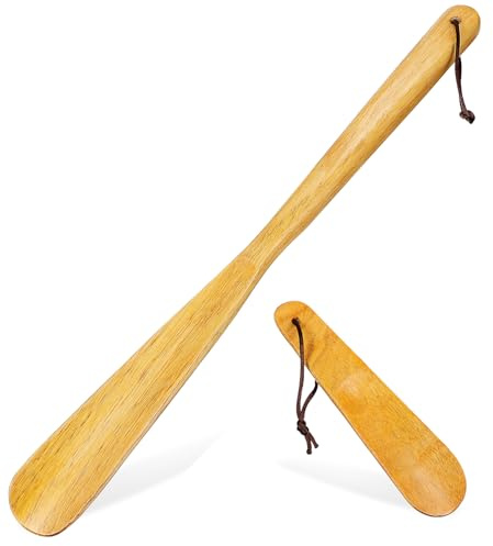 Healvian Chausse-Pieds En Bois Naturel Lot De 2 Avec Long Manche Ergonomique Pour Personnes ÂGéEs - Pratique Et Durable