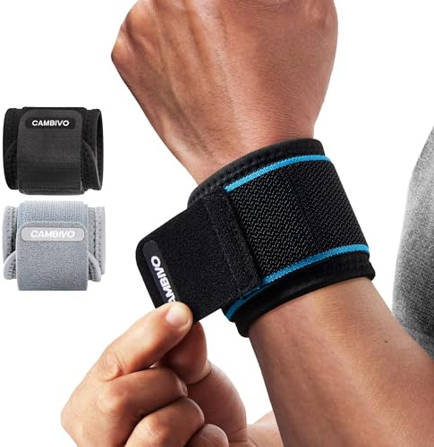 CAMBIVO Bande Poignet Musculation 2 Pièces, Bandes de Soutien Réglables et Respirantes, Wrist Wraps pour Stabilisation du Poignet, Sport, Gym, Powerlifting, CrossTraining