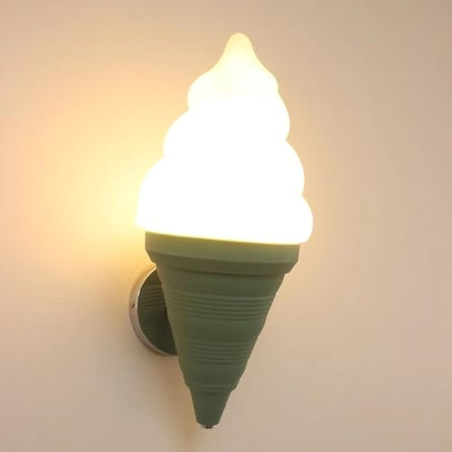 LOGT LED Wandleuchte Innen Kinderzimmerlampe Eiscreme Dekorative Wandlampe Kreative Cartoon Wandbeleuchtung Moderne Nordische Nachttischlampe Jungen Mädchen für Flur Wohnzimmer Kinderzimmer,Grün
