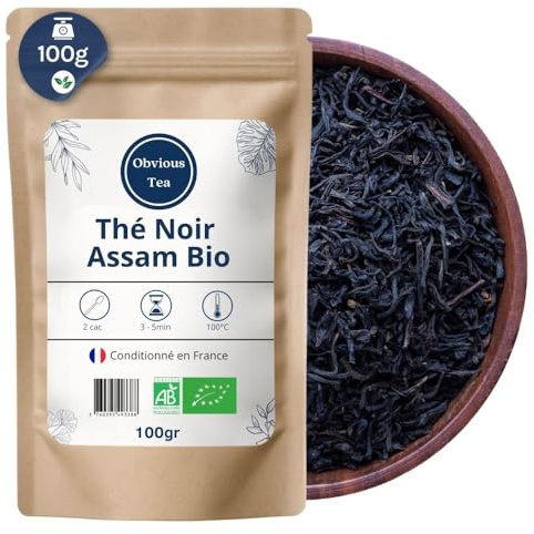 Ekologiskt Assam svart te GBOP - Veganskt lösbladste, 100 % naturligt, icke-GMO - Ekologiskt odlat - 100 g tepåsar (50 koppar)