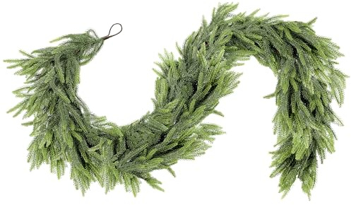 ZIJIN Girlande Weihnachten künstliche Tannengirlande Weihnachtsgirlande, 1,8m Norfolk Kiefer Girlande für Kamin Fenster Treppen und Weihnachtsdeko