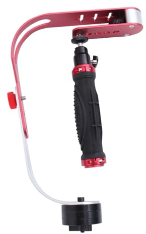 HOMSFOU Stabilizzatore di per Fotocamera DSLR Rosso Supporto Portatile Maneggevole per Video e Foto Impugnatura Handheld per Riprese e Bassi