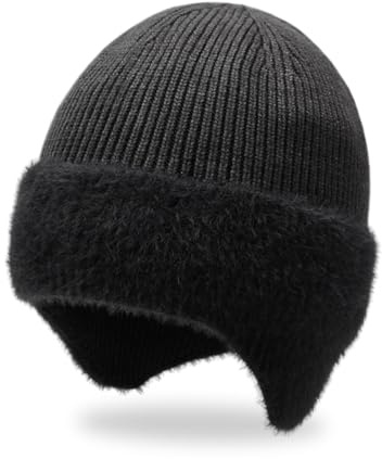 SAIIURV Bonnet d'hiver Chaud pour Homme Femme, Casquette d'hiver en Tricot Cache-Oreillettes, Bonnet Chaud en Tricot Thermique pour l'extérieur, pour l'extérieur, la Course, Le Ski, Coupe-Vent