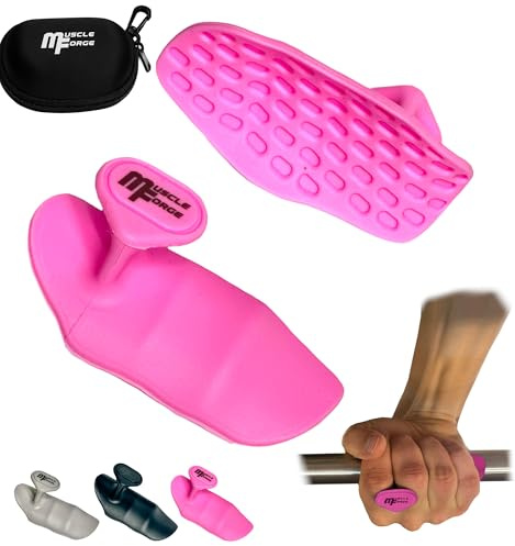 MuscleForge styrketräningsgreppkuddar, gymgrepp för män och kvinnor, halkfria fitnessgreppdynor för hantelträning, marklyft och pull-ups, ergonomiskt handskydd, gym grepp hjälpmedel, rosa