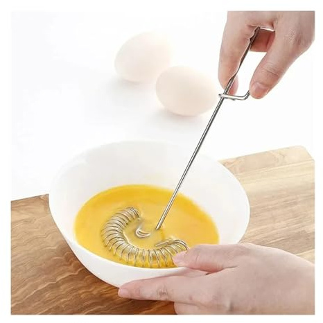 Stainless Steel Egg Whisk, Spring Wire Mixer, Hand Held Egg Beater, Kitchen Cooking Tool, 10.61 Inch Length(2 pack)