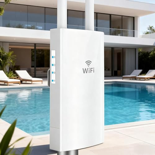 WONLINK Outdoor WLAN Repeater, Outdoor WLAN Access Point 1200 Mbit/s Dual-Band mit 2 Antennen, 2 Gigabit Ethernet Ports, 48V PoE, IP66 Wasserdicht, MU-MIMO, Signal-LED, AP/Repeater/Router Modus