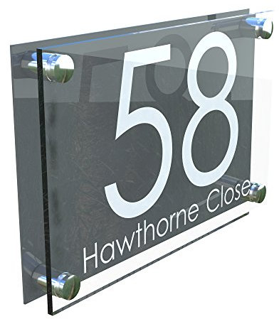 Modern Perspex Steel Aluminium Perspex Acrylic House Number Wall Plaque Sign