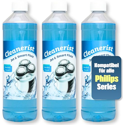 3x1 L Scherkopfreiniger – Philips i9000 Prestige Ultra, 9000 | für Quick Clean Pod, ersetzt CC13/CC16, bis zu 20 Refills, reinigt & schmiert, schnelltrocknend, Karibik-Duft, Made in DE