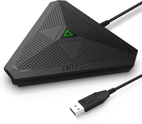 CM001 - Microfono USB da conferenza, per computer desktop, pulsante di disattivazione con indicatore LED, omnidirezionale a condensatore, per registrazione, streaming, giochi, Skype (Windows/macOS