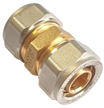 H2O-Flex® 32er Schraubfitting Kupplung für Aluverbundrohr 3,0mm, DVGW | Klemmringverschraubung für Mehrschichtverbundrohr 3,0mm, DVGW zertifiziert, Messing-Anschlüsse, korrosionsbeständig