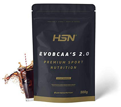 HSN BCAA con Glutamina Evobcaa's 2.0 | Cola 500g | Aminoácidos Ramificados Ratio 12:1:1 (Leucina + Valina + Isoleucina) | No Incluye Dosificador | No-GMO, Vegano, Sin Gluten