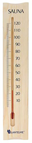 Lantelme Thermomètre de sauna en bois de 38 cm - Température jusqu'à 120 °C - Appareil de mesure analogique de la température du sauna - Thermomètre en pin massif pour bien-être et détente