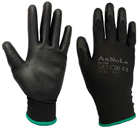 ARNOLA 12 Pairs ESD Anti Static Work Gloves, 13-Gauge PU Coated Fingertips Safety Gloves for Electronics Assembly, Computer Repair, Precision Handling