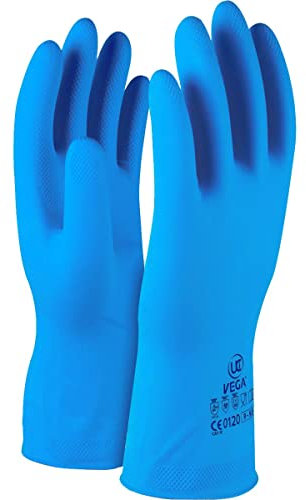 UCi Vega™ 30 cm Latexhandschuh, leicht, robust, geprägt, Powergrip™ Gummihandschuhe, Gelb oder Blau, 10 Stück